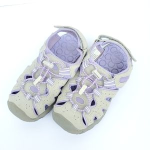 Girls Closed Toe Shies youth size 13 gray purple